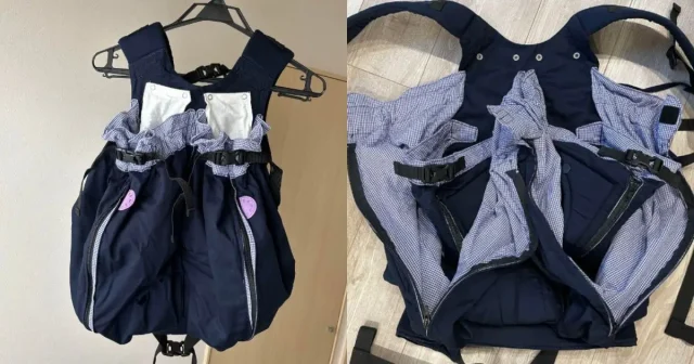 Weego 抱っこ紐 ネイビー チェック柄 双子用  ウィーゴツイン